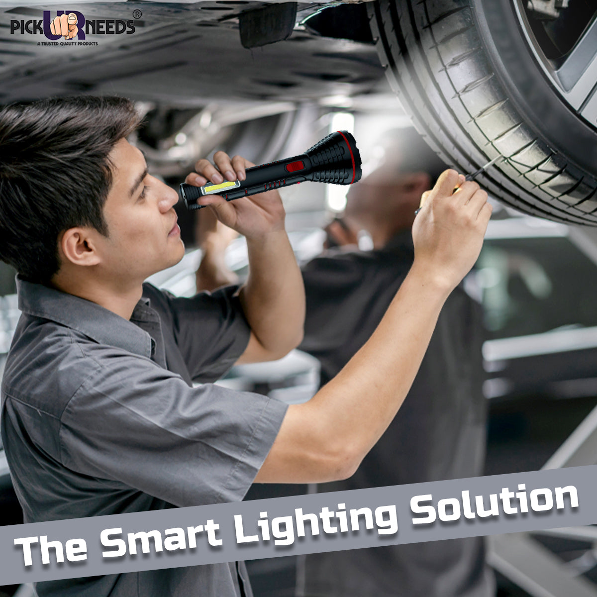 Pick Ur Needs Dual Power 2 in 1 Led 20 Watt Rechargeable Torch Light Long Range with Dual Battery Backup